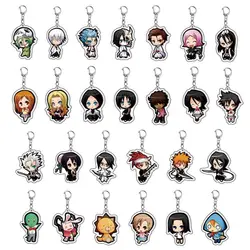 Anime Bleach Acrylic Keychain Fashionable Kurosaki Ichigo Ishida Uryuu Kuchiki Handcuff Cartoon Figurines Keychain Bag Charming