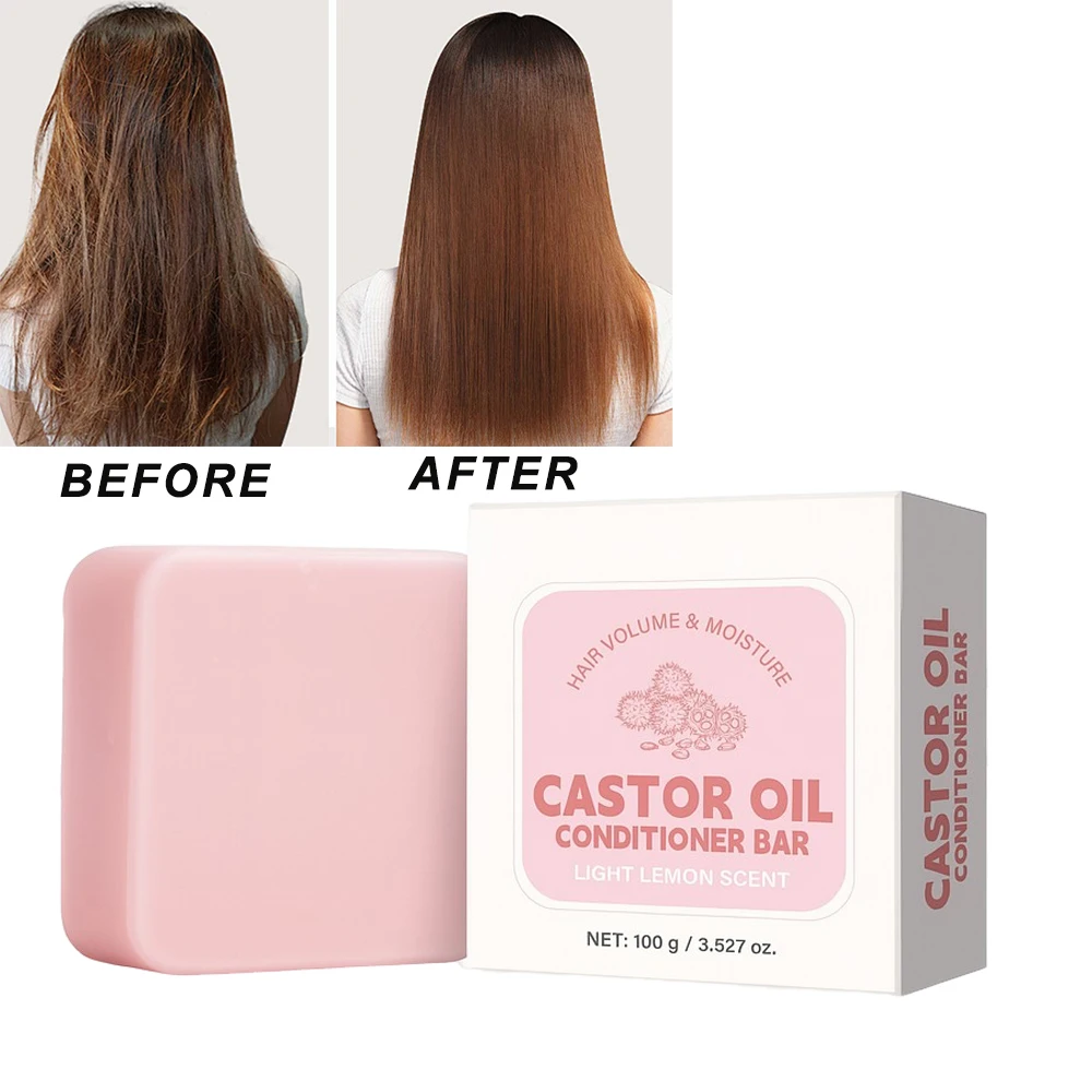 Barra acondicionadora de aceite de ricino de 100g, acondicionador antiencrespamiento nutritivo y calmante para todo tipo de cabello, hidratante para el cabello