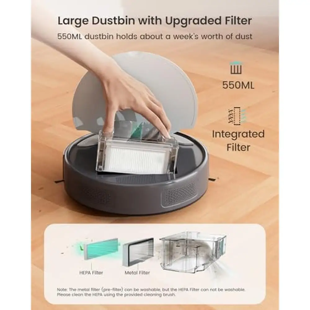 Powerful Suction Robot Vacuum Cleaner Quiet 160 Mins Self-Charging Slim HEPA Filtration Robotic Vacuums Hard Floors Low Pile