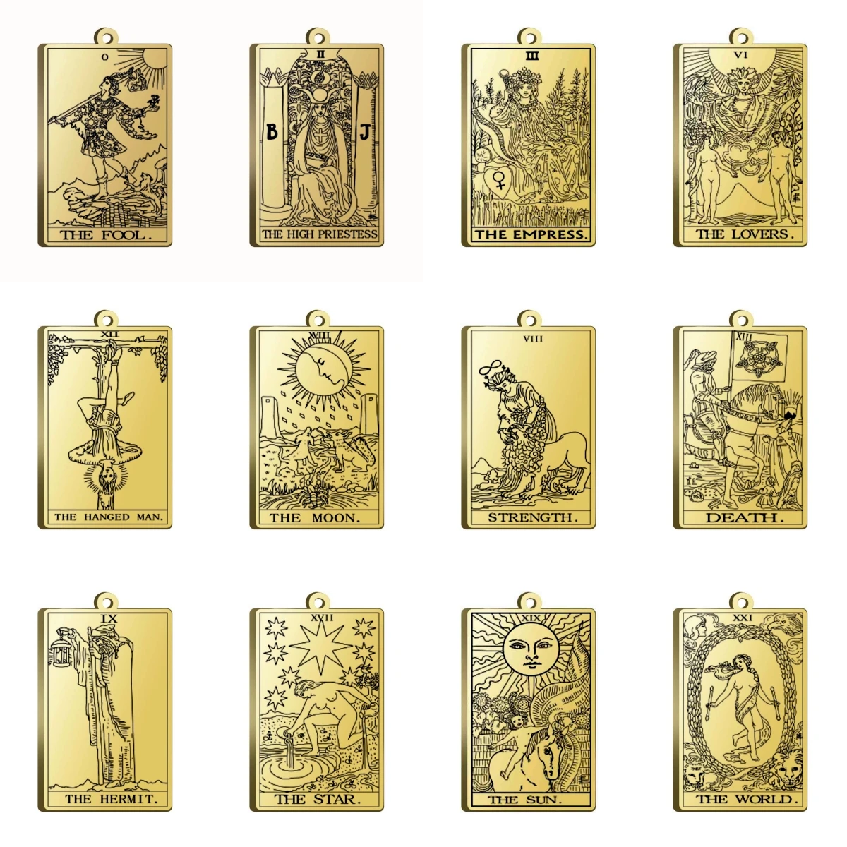 A stainless steel Fool's Priestess Queen retro tarot card Solomon pendant DIY can be used as a necklace divination accessory