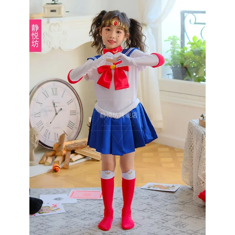 5PCS Anime sailor suit Moon Cosplay Costumes Tsukino Beautiful Girl Uniform Kid Dress Halloween Costumes Women Clothing*.1