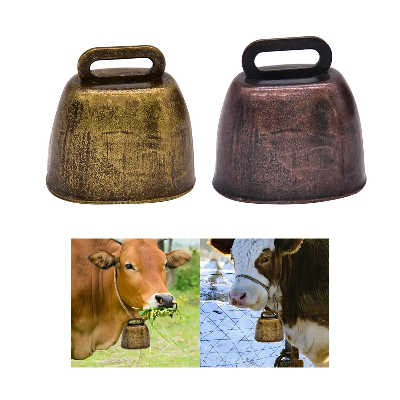 Vintage Style Grazing Bell Loud Bells Premium Cowbell Metal Cow Bell Small Ornament for Dog Sheep Horse Pets Accessories