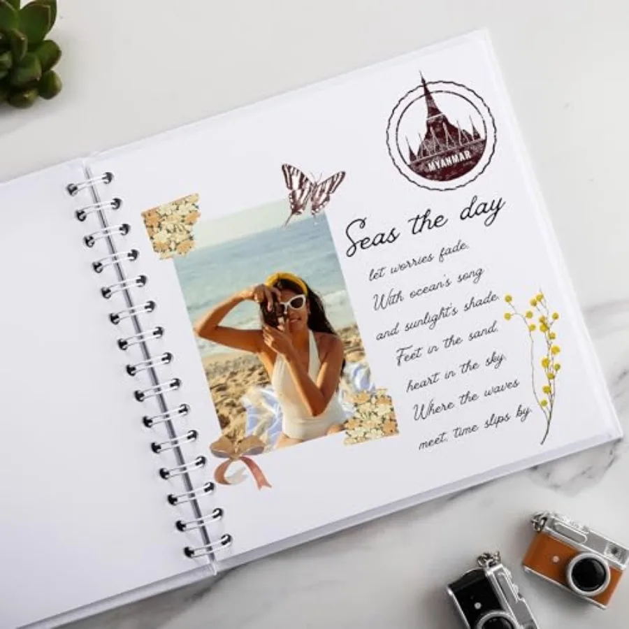 Scrapbook x DIY Photo Album, Memory Book for Couples/Weddg/Newborn Baby, Hardcover Kraft Paper 20 Sheets/ 40 Pages
