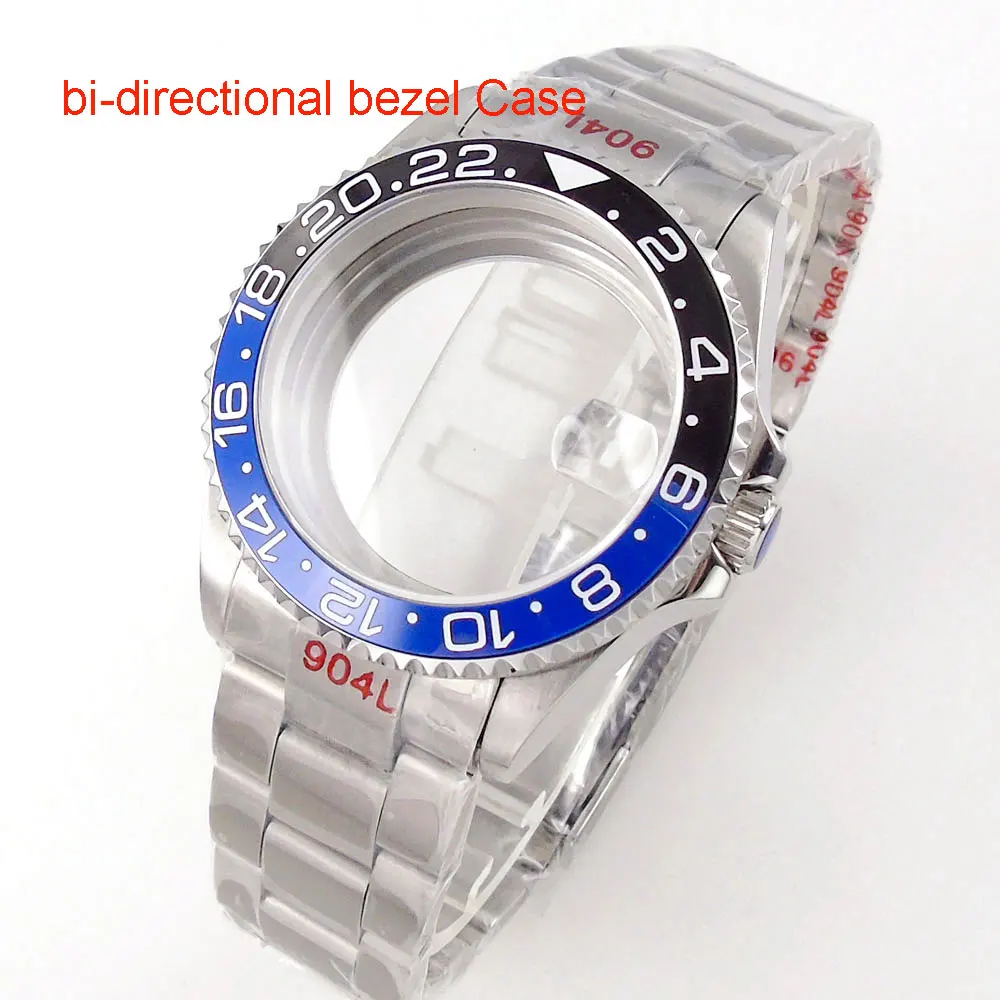 Bi-directional Rotating Bezel 40mm Dive Watch Case Bracelet 20ATM Waterproof Fit NH35 NH34 GMT ETA 2824 PT5000 Sapphire Glass