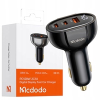 MCDODO STRONG FAST CAR CHARGER 3X USB-C 128W LED METER