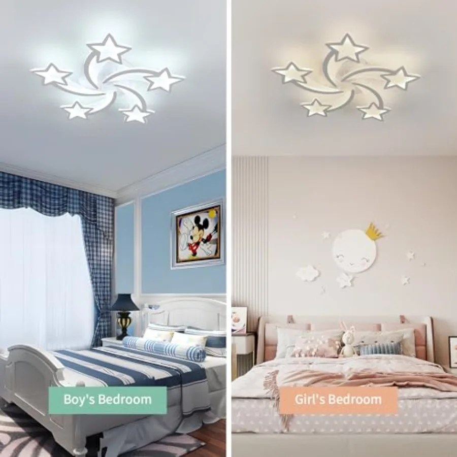 Ceiling Light 3 Light Modes 3000K/4500K/6000K Modern Acrylic LED Close to Ceiling Light Fixture White Star Shape Flush Mount La