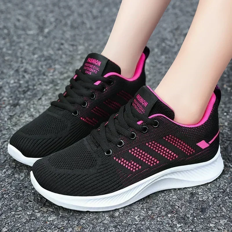 Shoes Women\'s 2024 Casual Soft-soled Sneakers Breathable Single Shoes Mesh Shoes Running Mainland China