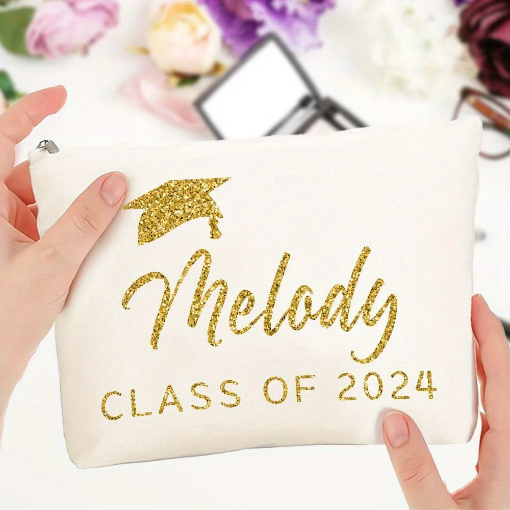 Personalized Makeup Bag Name Graduation Custom Graduation Graduation Pouch Travel Cosmetic Bag Women Practical Cosmetic Bag