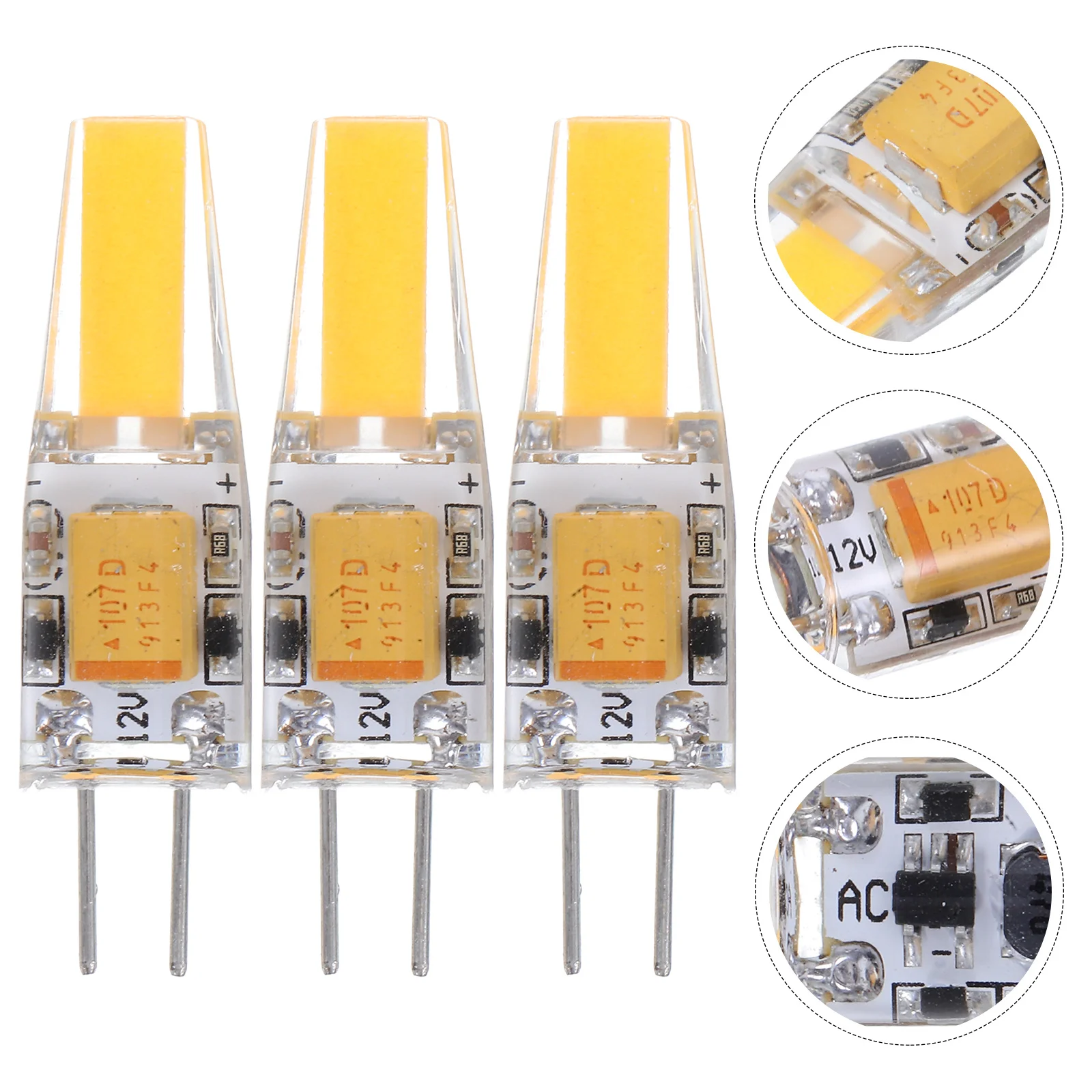 

3 pcs G4 Led Bulbs 2W Cob Chip Warm White Replacement For Halogen Lamp Track Lighting Cabinet Kitchen Ceiling Garden Lawn Light