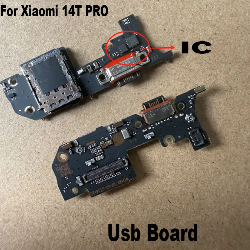 For Xiaomi 14T Pro USB Charging Dock Port Mic Microphone Connector Board Flex Cable Repair Parts Global MI 14T Pro