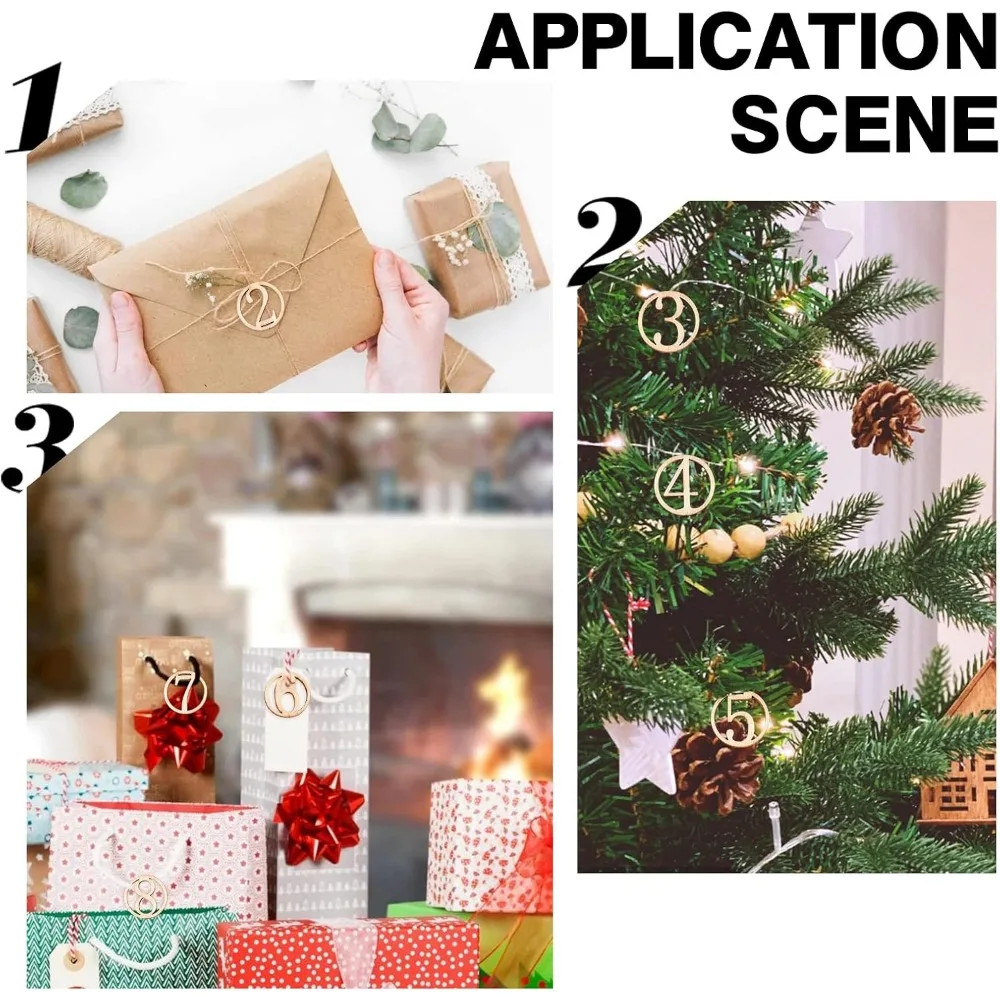 Number Wooden Calendar 1-30 Christmas Countdown Advent Calendar Wooden Number Pendants for Christmas Tree Decoration DIY Crafts