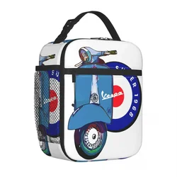 Vespa 1968 Super Scooter Merch Insulated Lunch Bag Picnic Storage Food Box Portable Casual Thermal Cooler Lunch Box