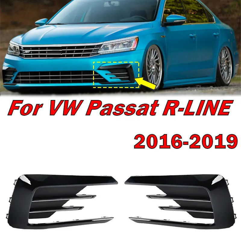 

For VW Passat R-LINE 2016-2019 Car Accessories Front Bumper Fog Light Frame Cover Auto Front Fog Lamp Open Vent Grille Decorate