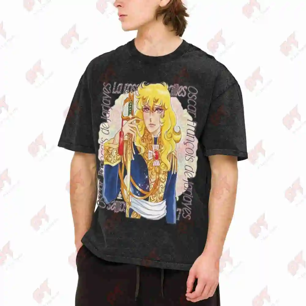 Lady Oscar Versailles No Bara Anime Castle Vintage Washed Tee Pure Cotton T-Shirt
