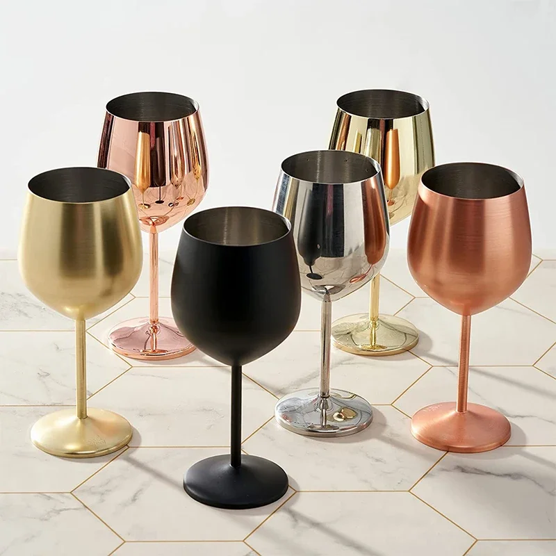 500ml Stainless Steel Wine Glass Cocktail Goblet Red Wine Glass Creative Metal Wine Glass Champagne Cup for Bar Restaurant