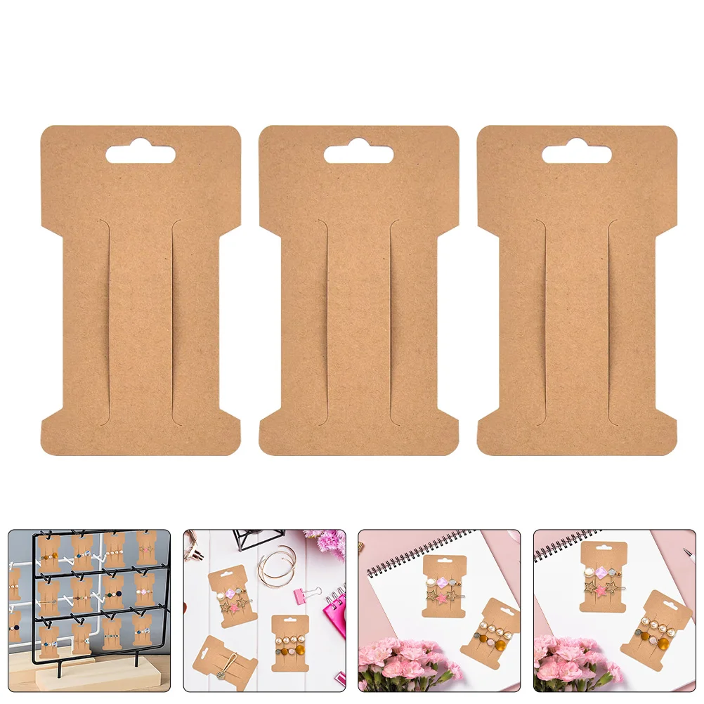 

100Pcs Hair Clip Display Cards Kraft Paper Multifunctional Jewelry Bracelet Earring Holder Cards for Selling Small Business