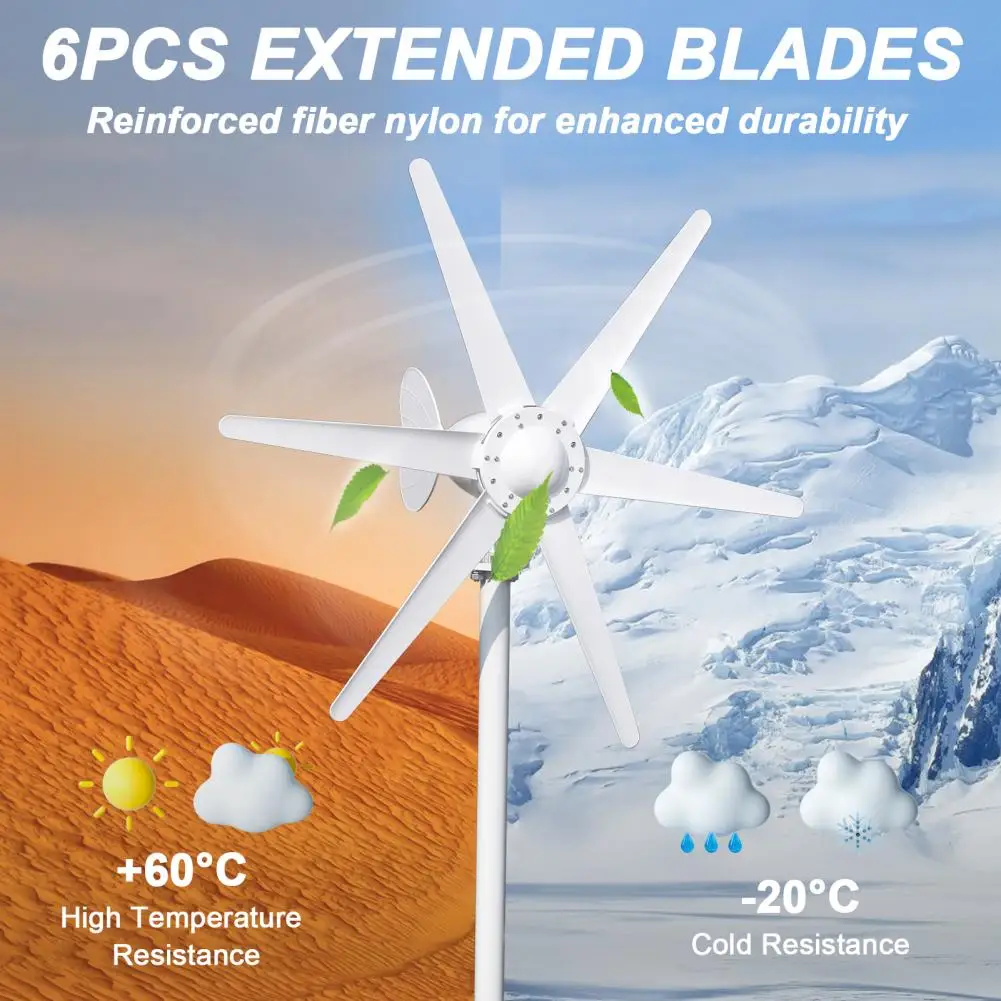 800W 12V24V Wind Turbine 6 Blade HA Wind Generator Kit CE Cert Off Grid Home Energy Storage Electromagnetic Electricity