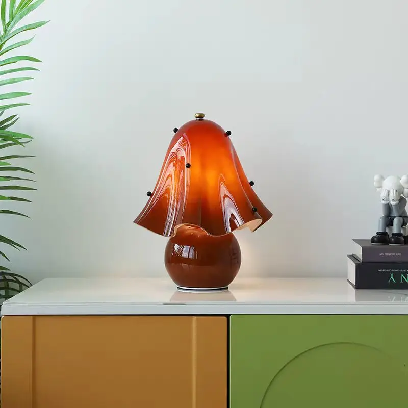 Mushroom Skirt Edge Glass Floor Lamps Bedroom Bedsides Study Simple Creative Personalized Decoration Atmosphere Desk Table Light
