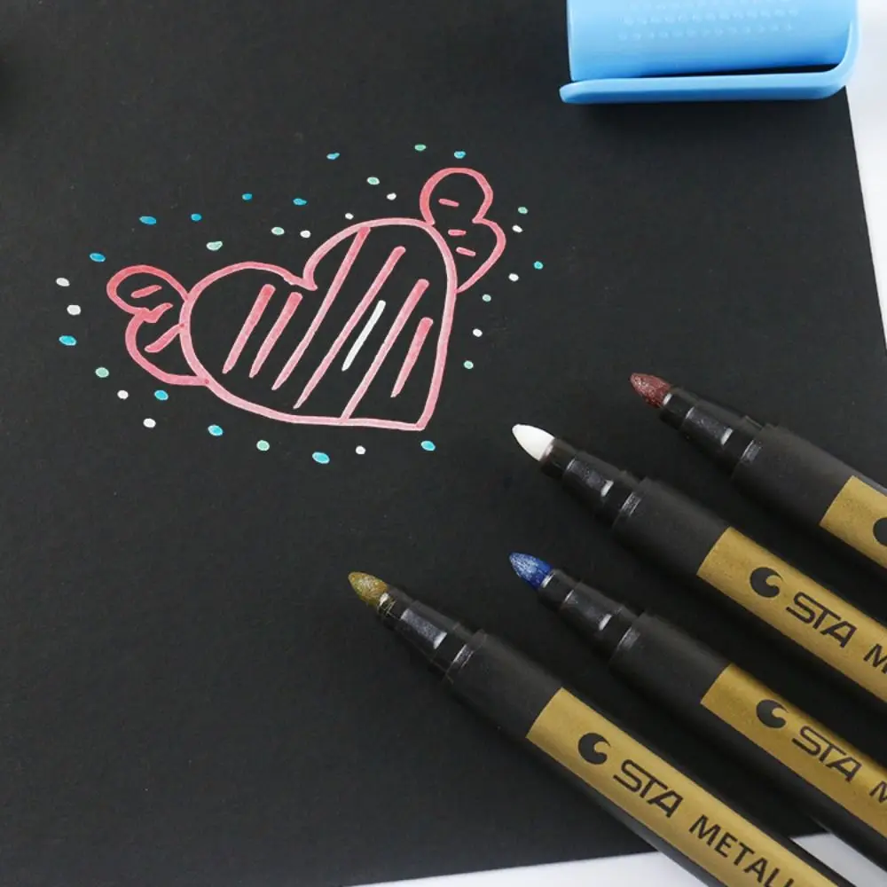 10 Colors Metallic Marker Kawaii Waterproof Permanent Paint Pen Stationery Water-based Color Pen Painting