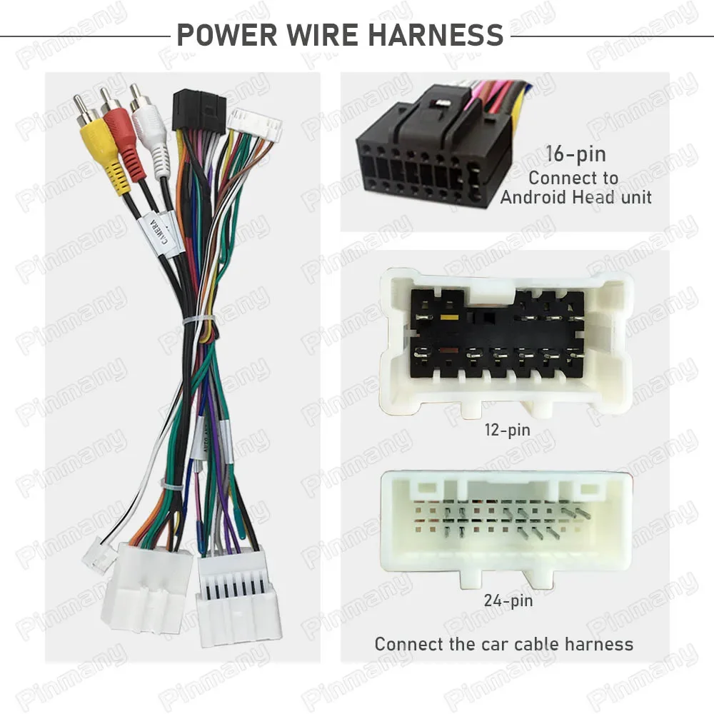 Car Radio Cable RNC12 16Pin Power Wire Harness Adapter with CAN Bus Decoder for Renault Captur Clio4 Triber Dacia Duster Sandero