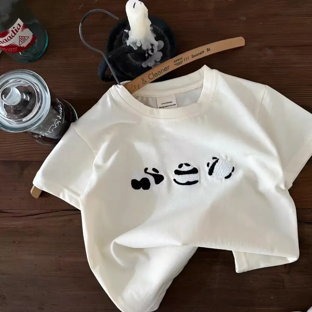 Children's Set Summer 2026 New Style Panda Short sleeved T-shirt and Casual Shorts 2-piece Set for Boys and Girls