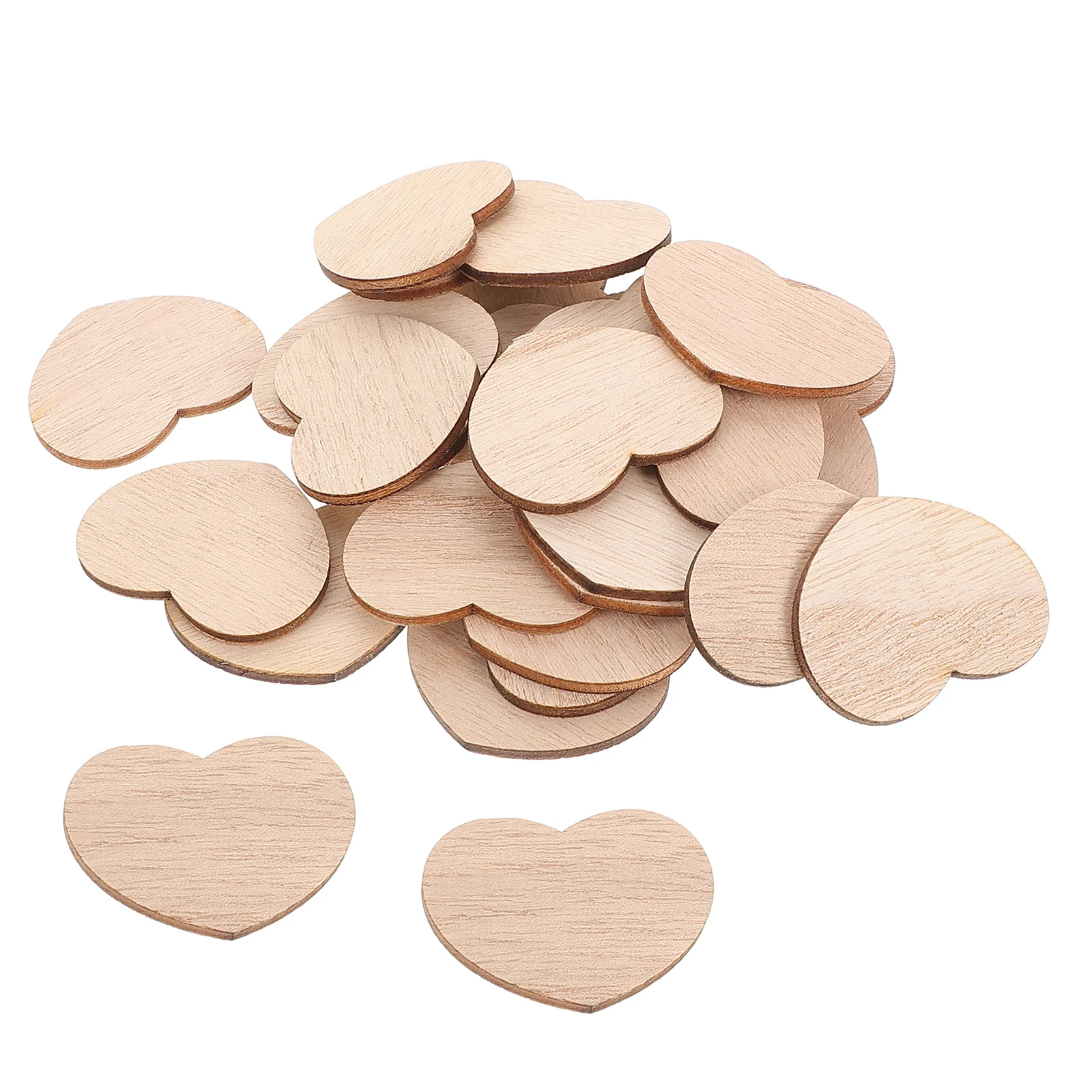 

100pcs Shapes For Crafts Unfinished Wooden Diy Rustic Decor Natural Pieces For Painting Valentine'S Day Wedding Guest Book Tag