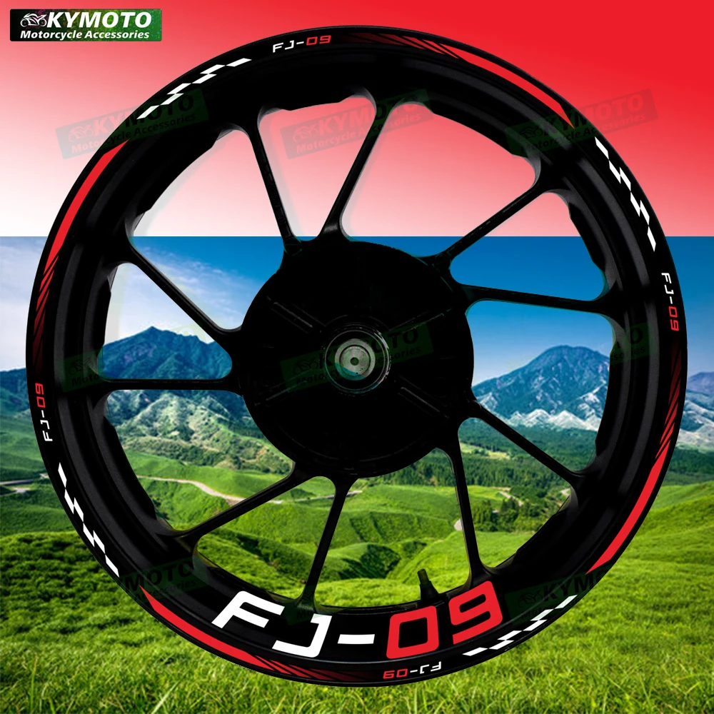 ل FJ-09 FJ09 دراجة نارية الملحقات 17 بوصة العجلات الأمامية والخلفية الشارات هدية محور تعديل ملصقات شريط عاكس #1