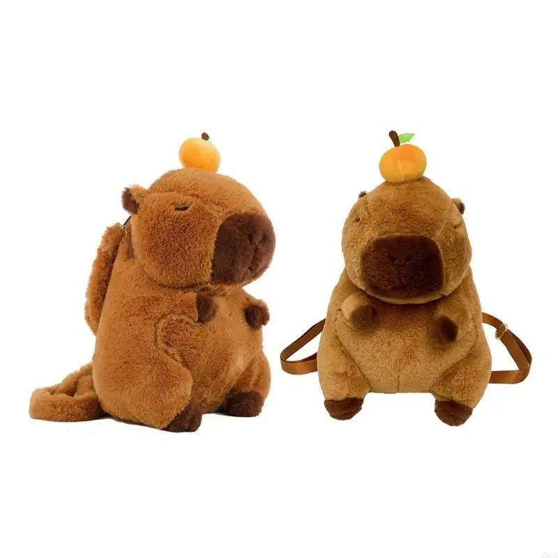 Lovely Capybara Plush Backpack Functional Shoulder Bag For Daily or Travel Use 20CA