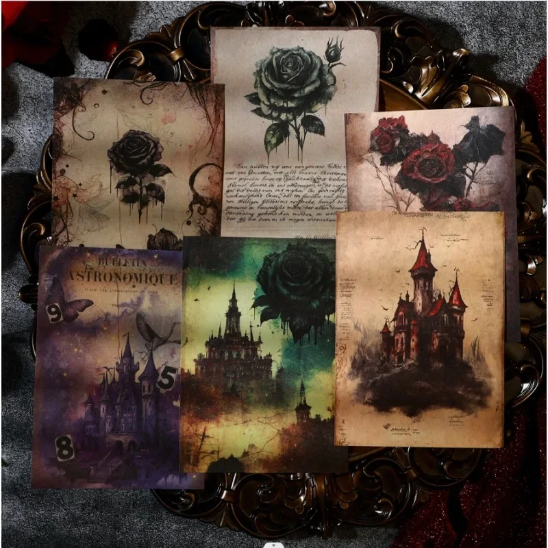 20 Sheet Retro Gothic Waltz Series Decorative Material Paper DIY Scrapbooking Handbook Notebook Memo Craft Materials Supplies