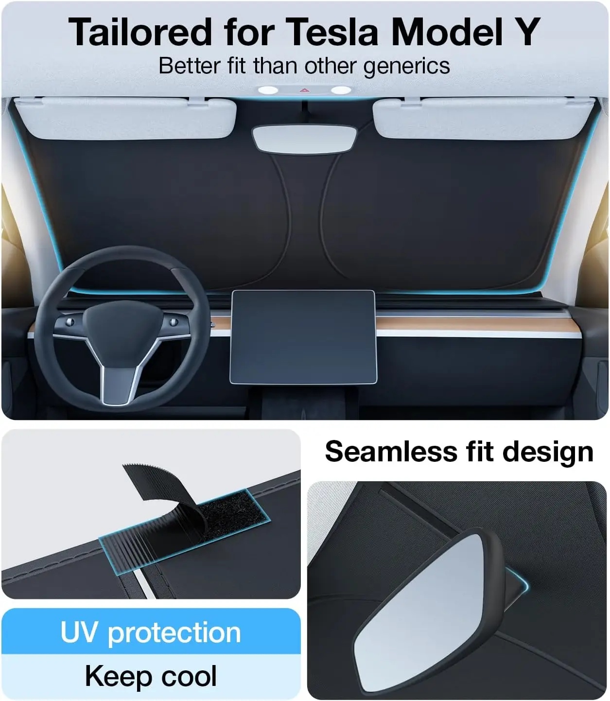 Pare-soleil pliable pour pare-brise des Highlands, pour Tesla modèle Y Juniper modèle 3, blocage solaire, isolation thermique, sac de rangement, 2025