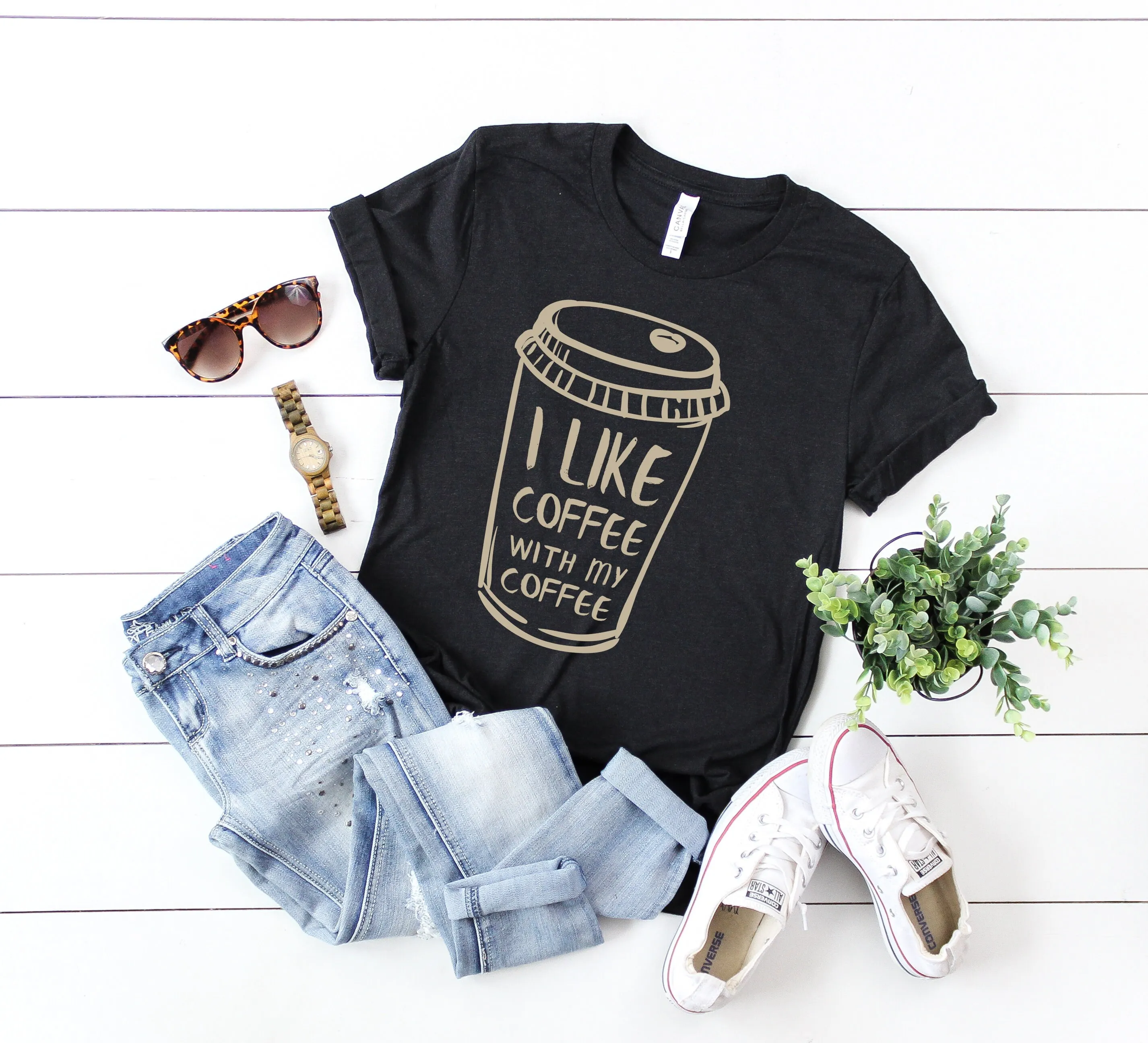 I Like Coffee T Shirt Crop Drinker Caffeine