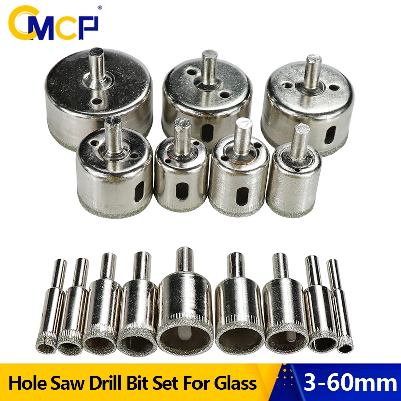 CMCP Hole Saw Drill Bit Set Cutter Diamond Coated 3-60mm Diamond Core Drill Bits For Glass Marble Tile Granite Drilling