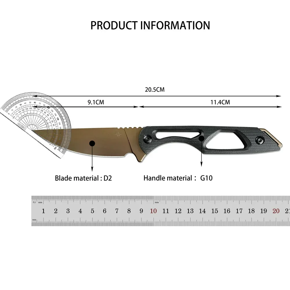 TOOR 전술 고정 블레이드 나이프 G10 핸들와 Kydex 칼집 포함 야외 사냥 절단 도구 EDC 캠핑 군용 직선 나이프