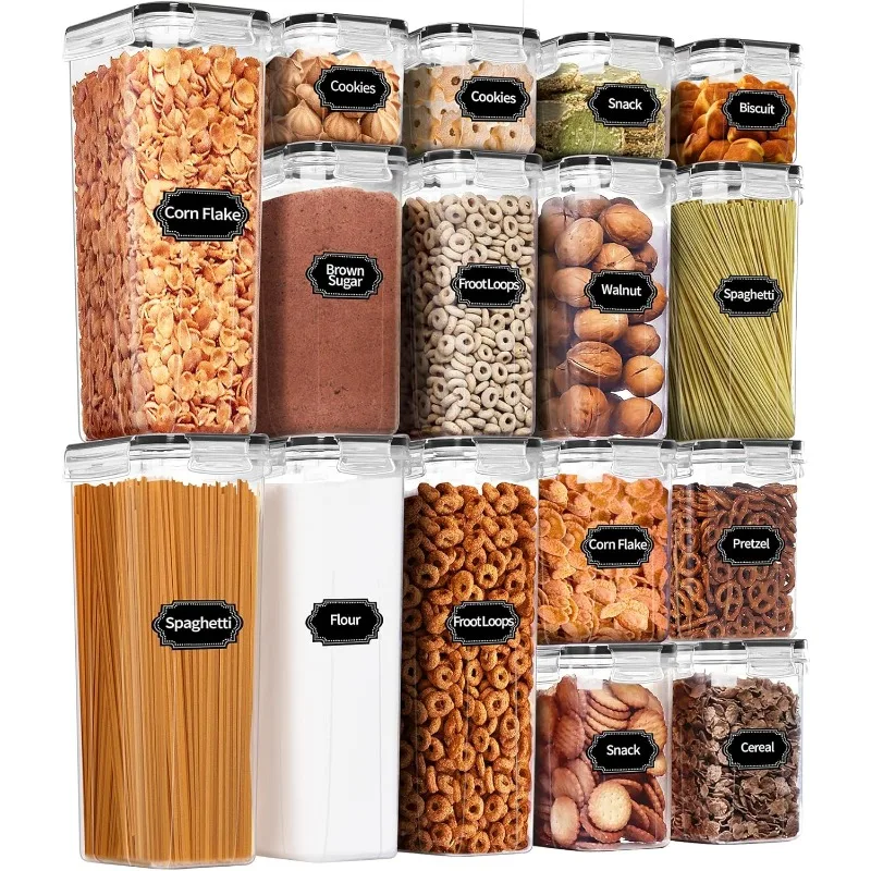 Airtight Food Storage Containers Set, 16 Pcs BPA Free Plastic Dry Food Canisters for Kitchen Pantry Organization