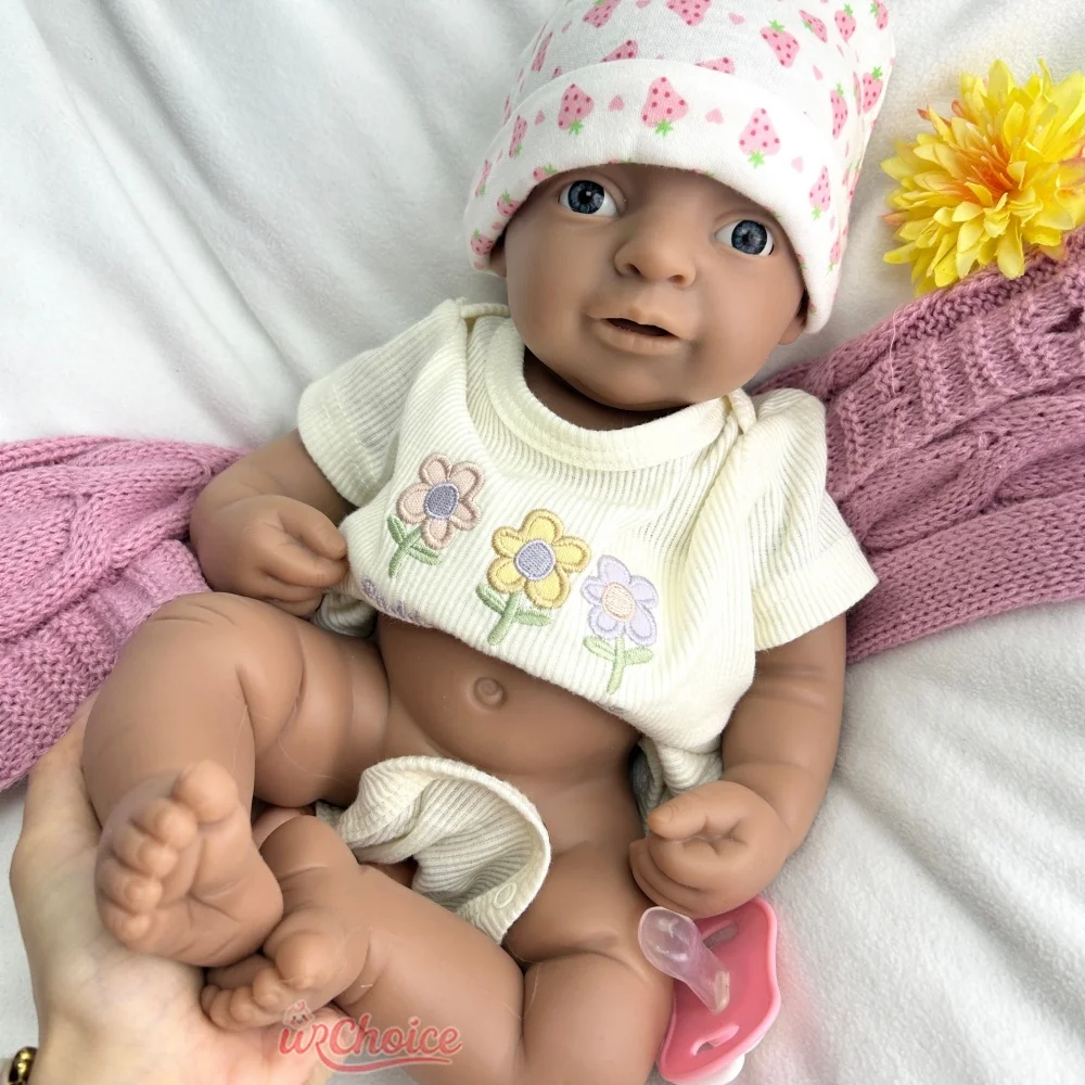 44 cm non verniciato pelle scura ponderata in silicone rinato bambina corpo morbido realistica bambola neonato impermeabile per genitori in attesa