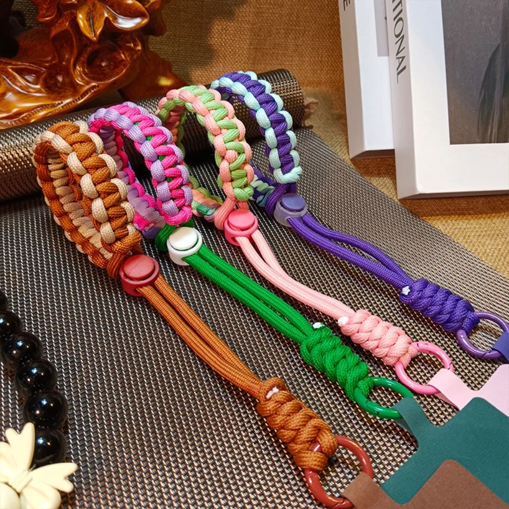 Anti-lost Sling Braided Phone Strap Key Holder with Patch Phone Woven Lanyard Durable Charms Woven Phone Rope Backpack Decor