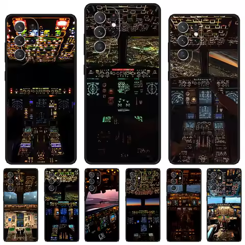 Cool Airplane Cockpit phone case For Samsung Galaxy S24 S23 S22 Ultra Note 10 20 Plus S8 S9 S10 S20 S21 FE Cover