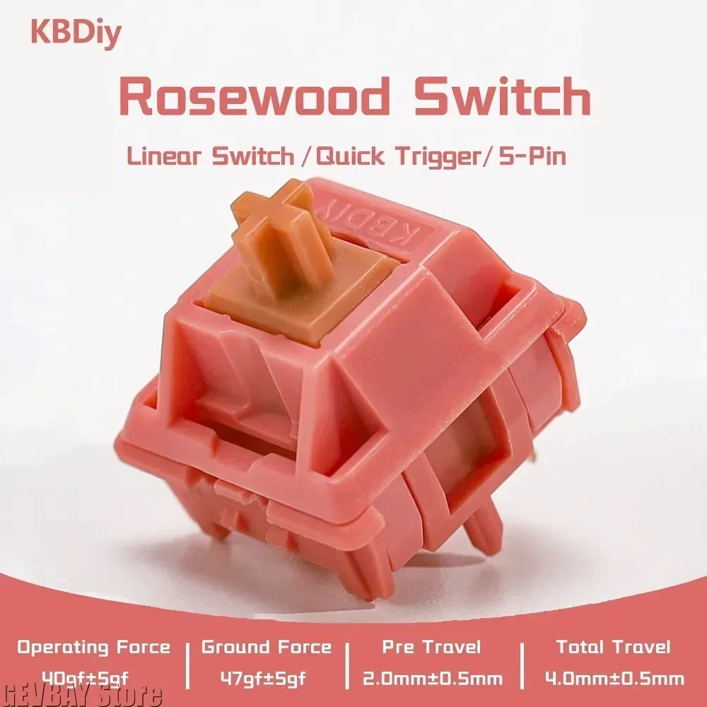 35pcs for KBDiy Keyboard Rosewood Switches Lubricated 5 Pin Custom DIY 40gf Creamy Linear Switch for Mechanical Keyboard