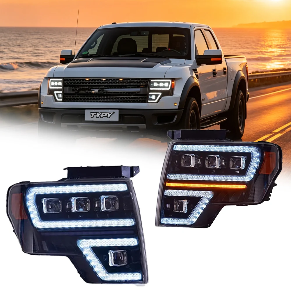 

Светодиодные фары TYPT для Ford F150 2009-2014 с анимацией запуска DRL и дневными ходовыми огнями