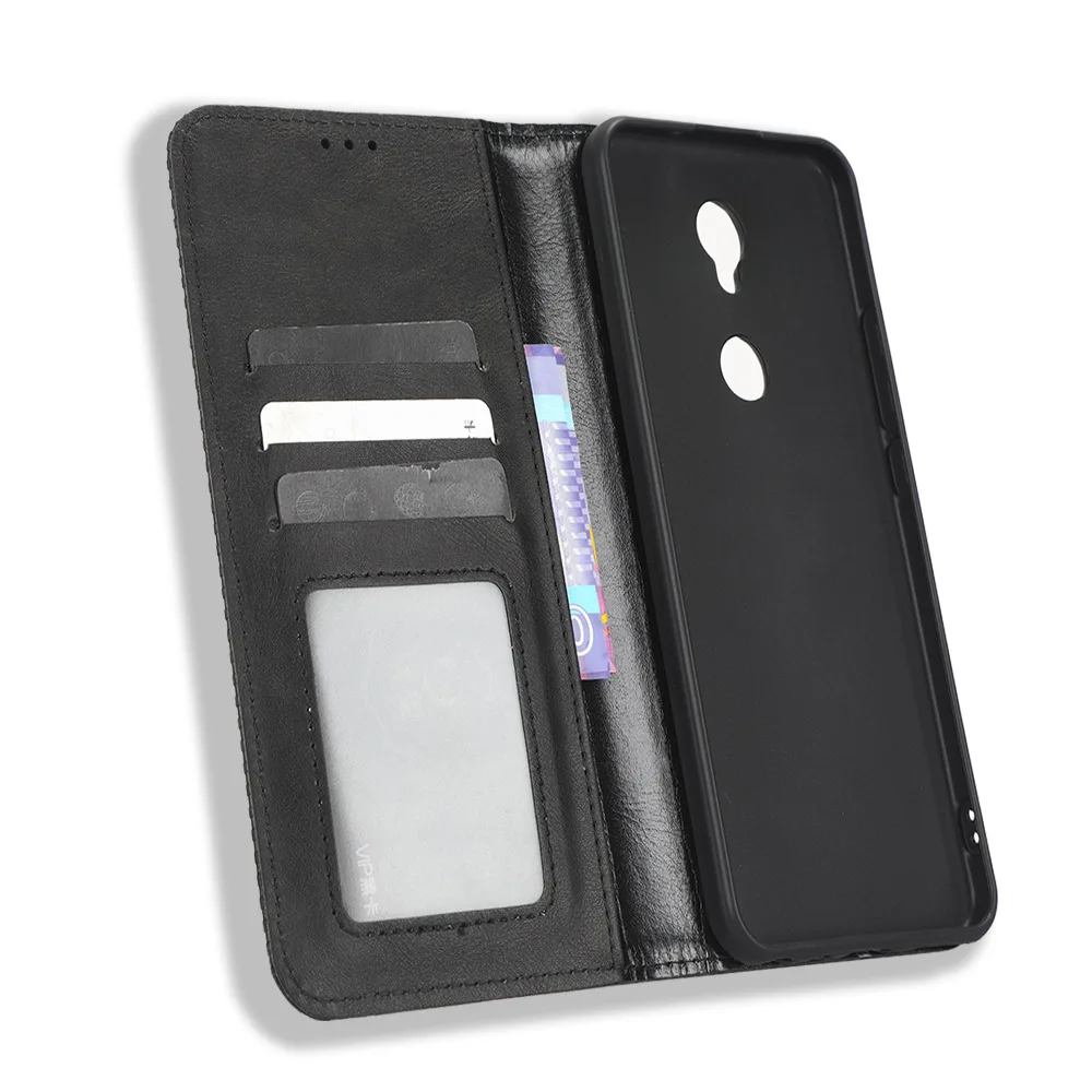 Funda de cuero con cierre magnético para teléfono, carcasa abatible de estilo Retro para Sharp Rouvo V de 6,52 pulgadas, ranura para tarjeta, BILLETERA, prevención de caídas para RouvoV