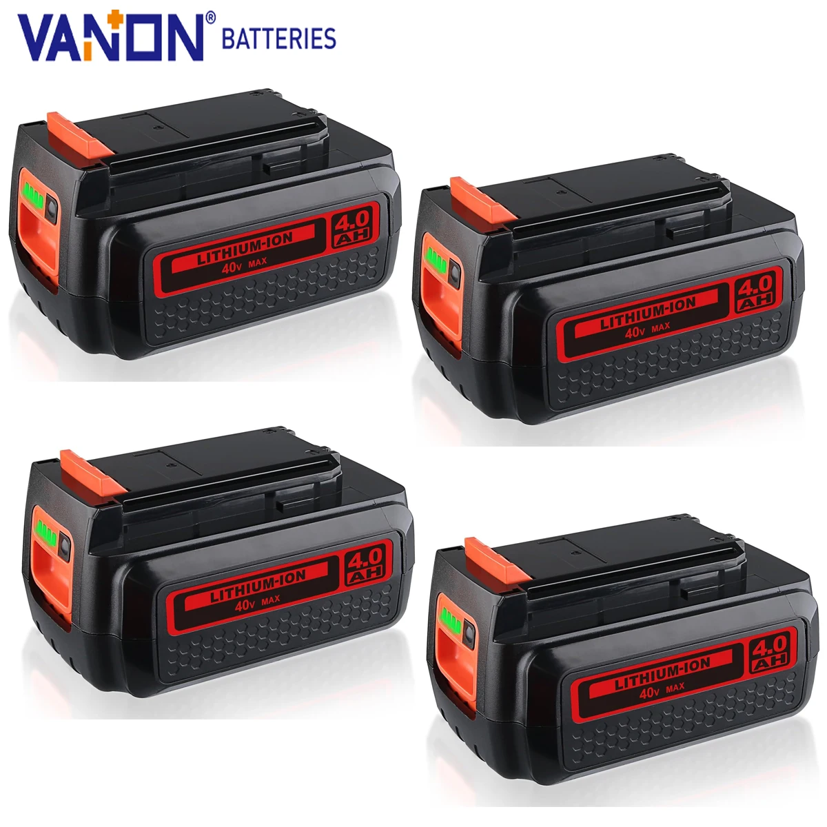 

Vanon 4Pcs 40V 4.0Ah LBXR36 Lithium Battery Compatible with LBX204 LCS1240 Tool Battery Replace for Black and Decker Battery pin