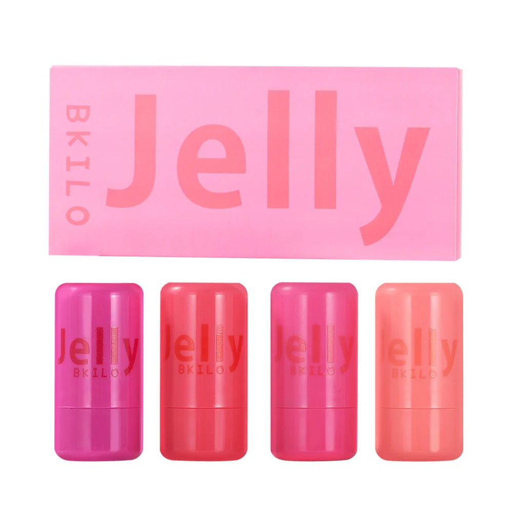 4 pièces ensemble gelée joue Blush & gelée teinte lèvres 2 en 1 hydraté fard à joues Contour du visage Rouge Rouge à lèvres longue durée Rouge maquillage