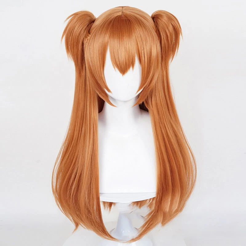 Asuka Langley Soryu Cosplay Perruque pour Femme, Mèches de Cheveux Anime OligTemperature, Performance Halloween