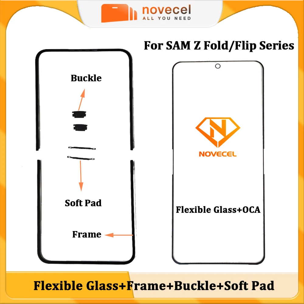 

Novecel 1 Set For Samsung Galaxy Z Fold Flip 6 5 4 3 F956 F741 F946 F731 LCD Front Screen Flexible Glass+OCA+Frame+Buckle Repair