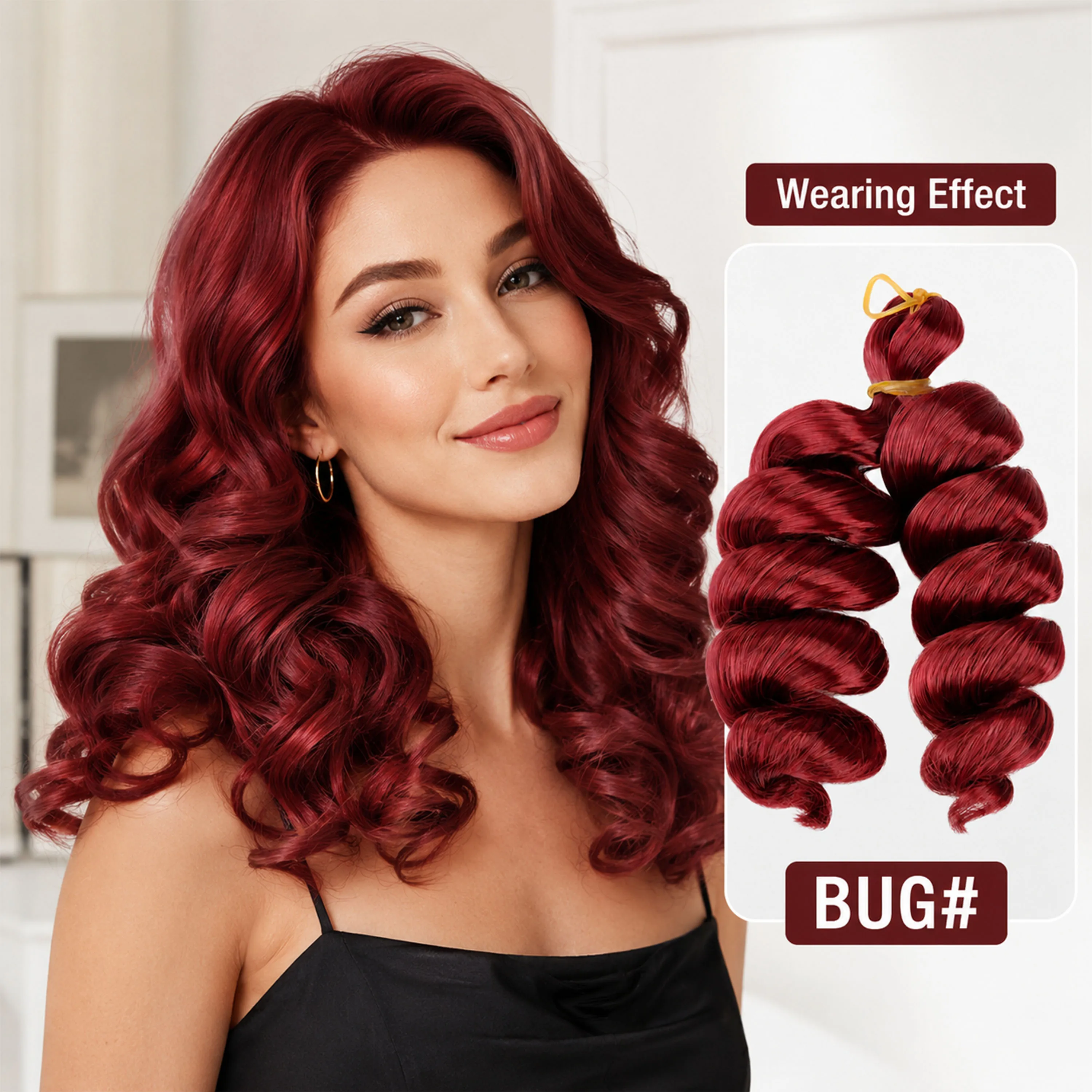 150g Big 12 inch Burgendy Double Loose Curl Crochet Hair Extension For Black Women Synthetic Faux Locs French Spiral Roll