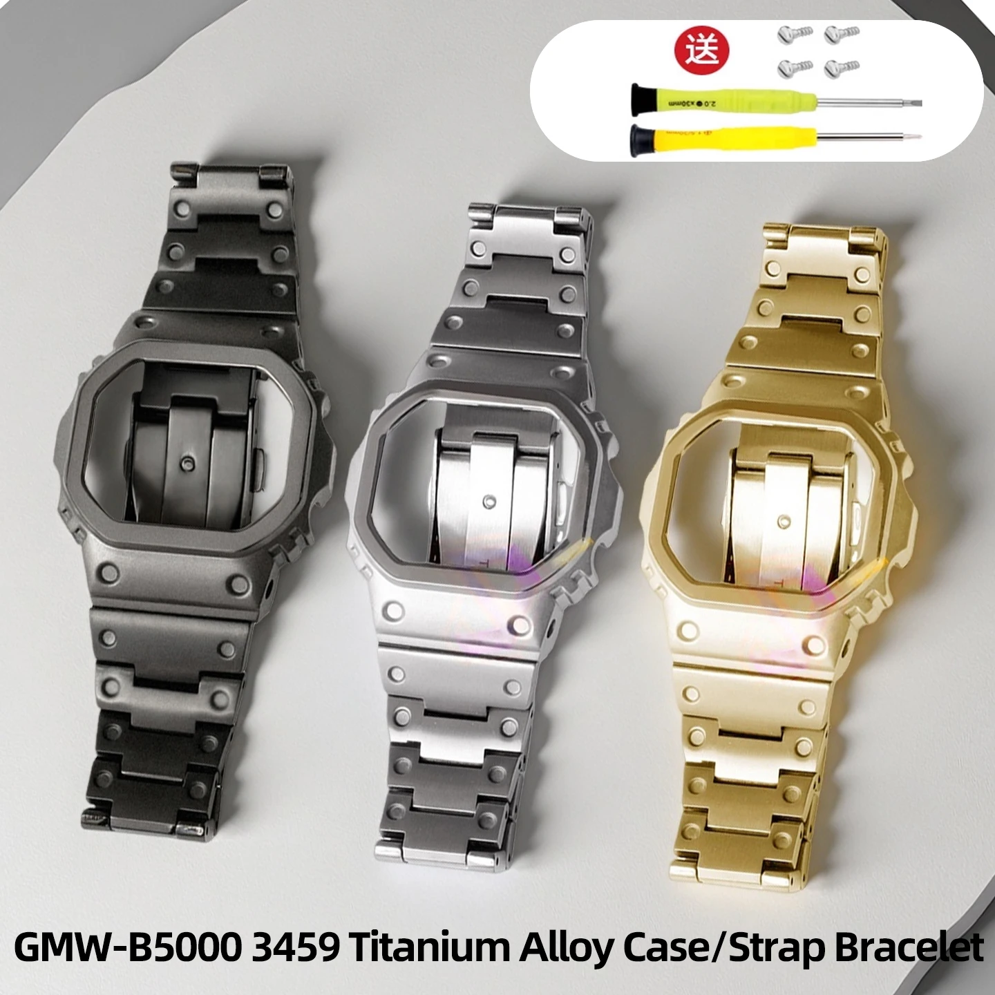 

Refit Titanium alloy Case GMW-B5000 Mod Kit For Casioak Watch GMWB5000 Metal Bezel Strap watch men's Accessories With tools
