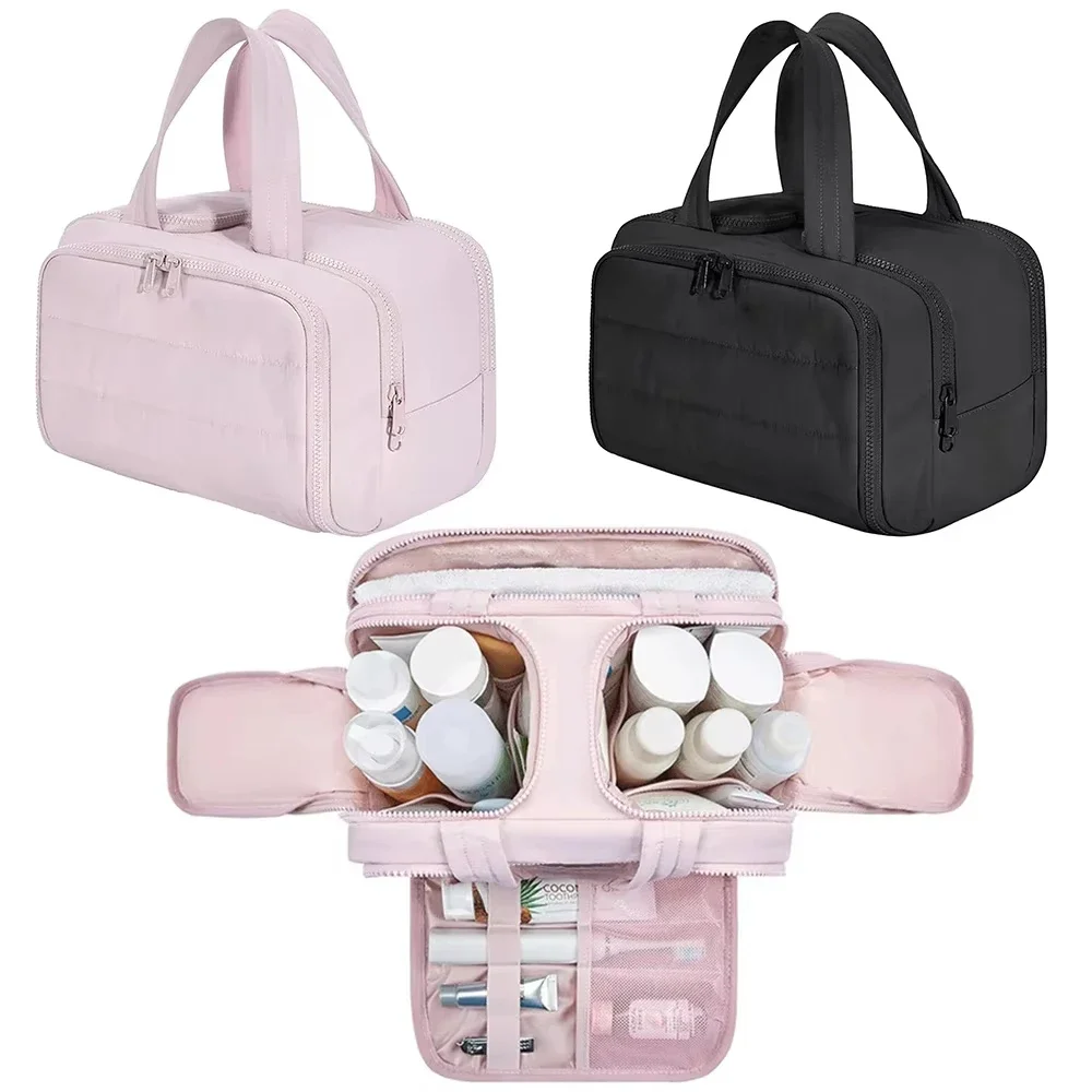 Multipocket Double Side Cosmetic Bag Large Capacity Dry And Wet Partition Travel Wash Makeup Handbag Toiletries Organizer Bags