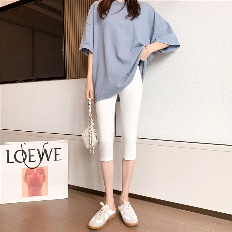 Calça legging cintura alta de sete pés fena, verão, slim fit, modal preta, yoga, esportes, fina, exercício, camada base.