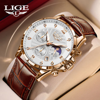 LIGE Casual Mens Watches Business Man Watch Luxury Luminous Chronograph Date Waterproof Wristwatch Quartz Watches Leather Clock