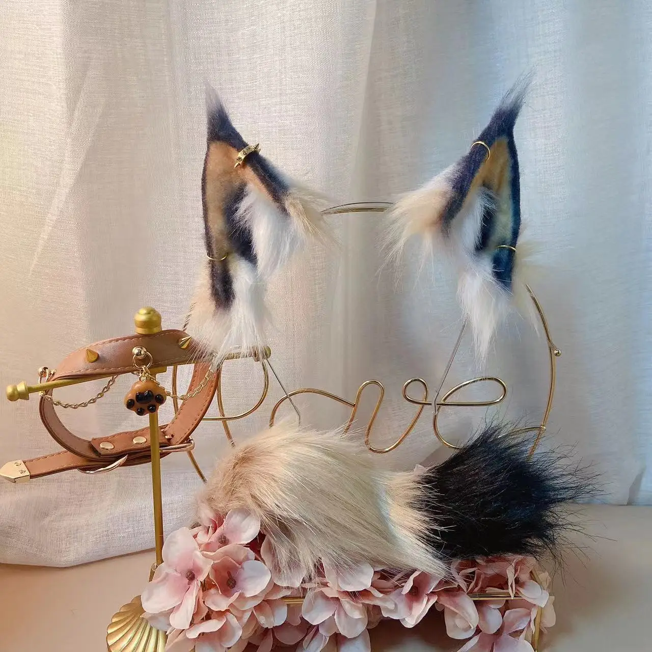 

New Handmade Lynx Cat Beast Ear KC Beast Tail Wolf Cat Fox Hair Hoop Magnet Lolita Cosplay Prop